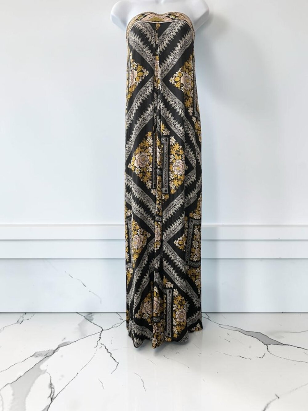 Free People Serendipity Jumpsuit Small Strapless Floral Wide Leg Boho Pockets - Picture 5 of 5